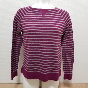 ANA sweater Medium Petite MP Breton striped pullover knit long sleeve side split